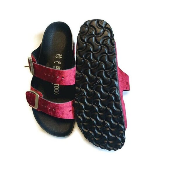 Birkenstock Womens Sz 5-5.5 Arizona BS Sandals EU 36 NARROW Fit Velvet Burgundy - Picture 8 of 10